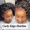13X6 Deep Parting HD Lace Frontal Wigs Kinky Curly Wig With Curly Edege Human Hair For Black Woman 180% Density Full End Deep Wave Brazilian Hair Glueless Curly Baby Hair Lace Front Wig 14" view 4