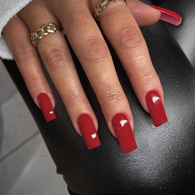 KXAMELIE Red Press on Nails Long Square, 24 Fake Nails Solid Color False Nails for Women