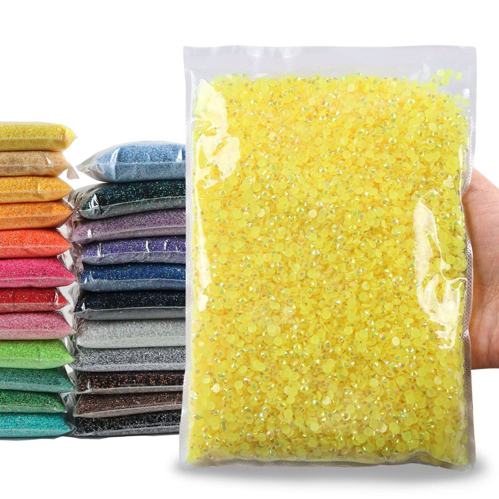 Big Pack 5mm 15000PCS Resin Rhinestone Flatback Round AB Jelly Color Rhinestones for Nail Art, Bottles, Makeup Clothes Shoes Cup DIY Crafts Supplies