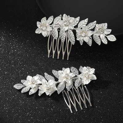 Brishow Silver Leaf Bride Wedding Hair Comb Alloy Flower Wedding Hair Accessories Crystal Bridal Hair Piece Sparkly Hair Jewerly for Women and Girls