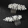 Brishow Silver Leaf Bride Wedding Hair Comb Alloy Flower Wedding Hair Accessories Crystal Bridal Hair Piece Sparkly Hair Jewerly for Women and Girls view 1