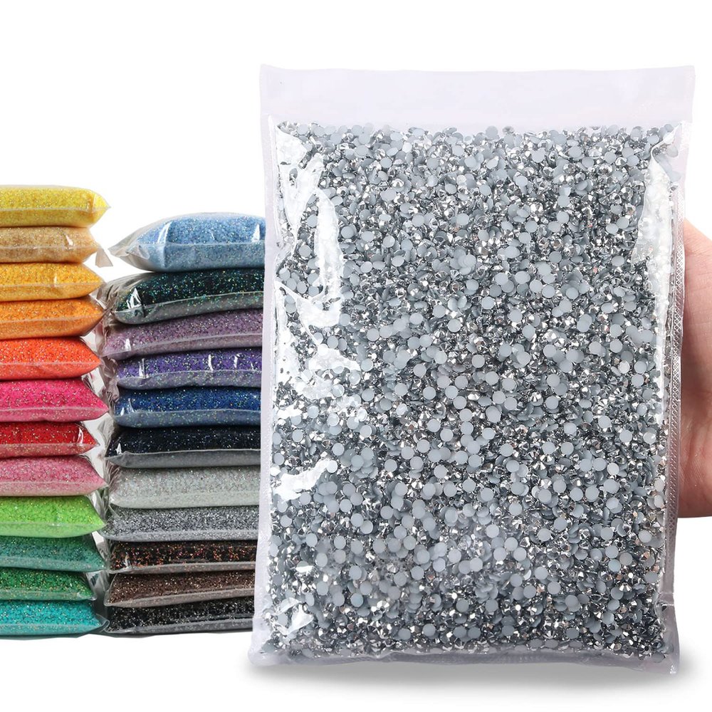 Big Pack 5mm 15000PCS Resin Rhinestone Flatback Round AB Jelly Color Rhinestones for Nail Art, Bottles, Makeup Clothes Shoes Cup DIY Crafts Supplies