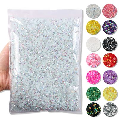 Big Pack 3mm 50000PCS Resin Rhinestone Flatback Round AB Jelly Color Rhinestones for Nail Art, Bottles, Makeup Clothes Shoes Cup DIY Crafts Supplies