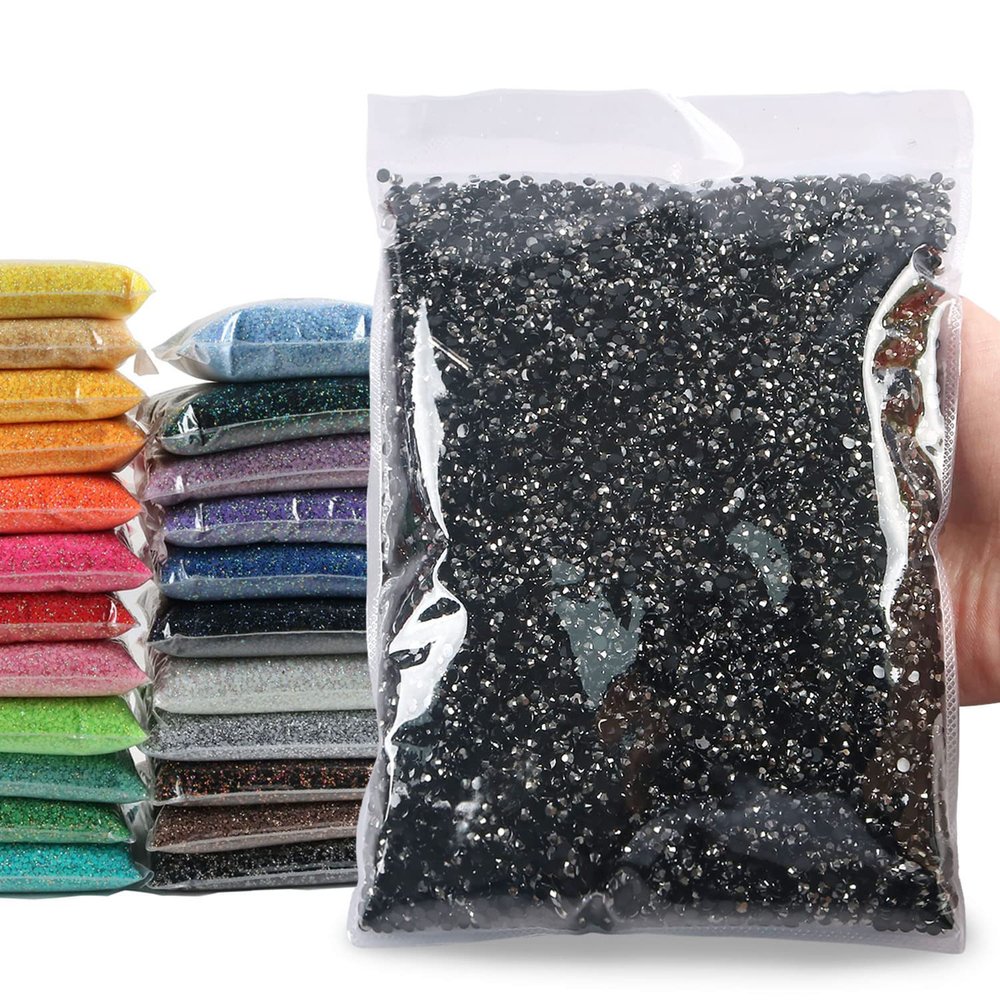 Big Pack 5mm 15000PCS Resin Rhinestone Flatback Round AB Jelly Color Rhinestones for Nail Art, Bottles, Makeup Clothes Shoes Cup DIY Crafts Supplies