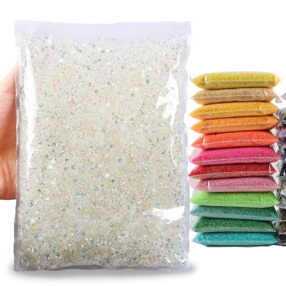 Big Pack 4mm 25000PCS Resin Rhinestone Flatback Round AB Jelly Color Rhinestones for Nail Art, Bottles, Makeup Clothes Shoes Cup DIY Crafts Supplies