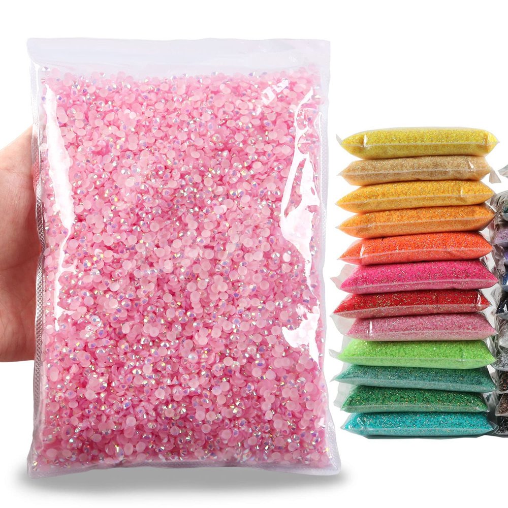 Big Pack 4mm 25000PCS Resin Rhinestone Flatback Round AB Jelly Color Rhinestones for Nail Art, Bottles, Makeup Clothes Shoes Cup DIY Crafts Supplies