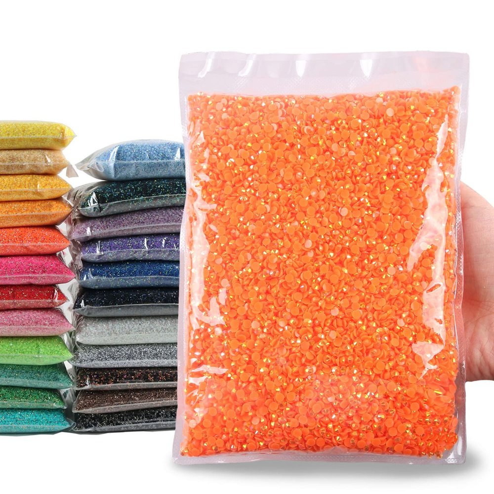 Big Pack 5mm 15000PCS Resin Rhinestone Flatback Round AB Jelly Color Rhinestones for Nail Art, Bottles, Makeup Clothes Shoes Cup DIY Crafts Supplies
