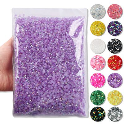 Big Pack 3mm 50000PCS Resin Rhinestone Flatback Round AB Jelly Color Rhinestones for Nail Art, Bottles, Makeup Clothes Shoes Cup DIY Crafts Supplies