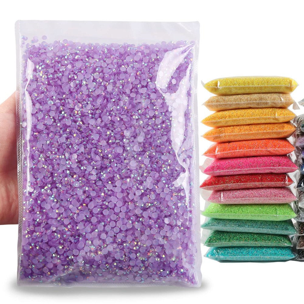 Big Pack 4mm 25000PCS Resin Rhinestone Flatback Round AB Jelly Color Rhinestones for Nail Art, Bottles, Makeup Clothes Shoes Cup DIY Crafts Supplies