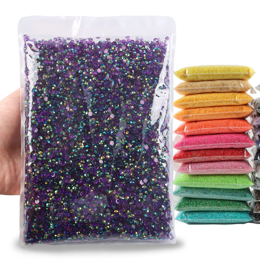 Big Pack 4mm 25000PCS Resin Rhinestone Flatback Round AB Jelly Color Rhinestones for Nail Art, Bottles, Makeup Clothes Shoes Cup DIY Crafts Supplies