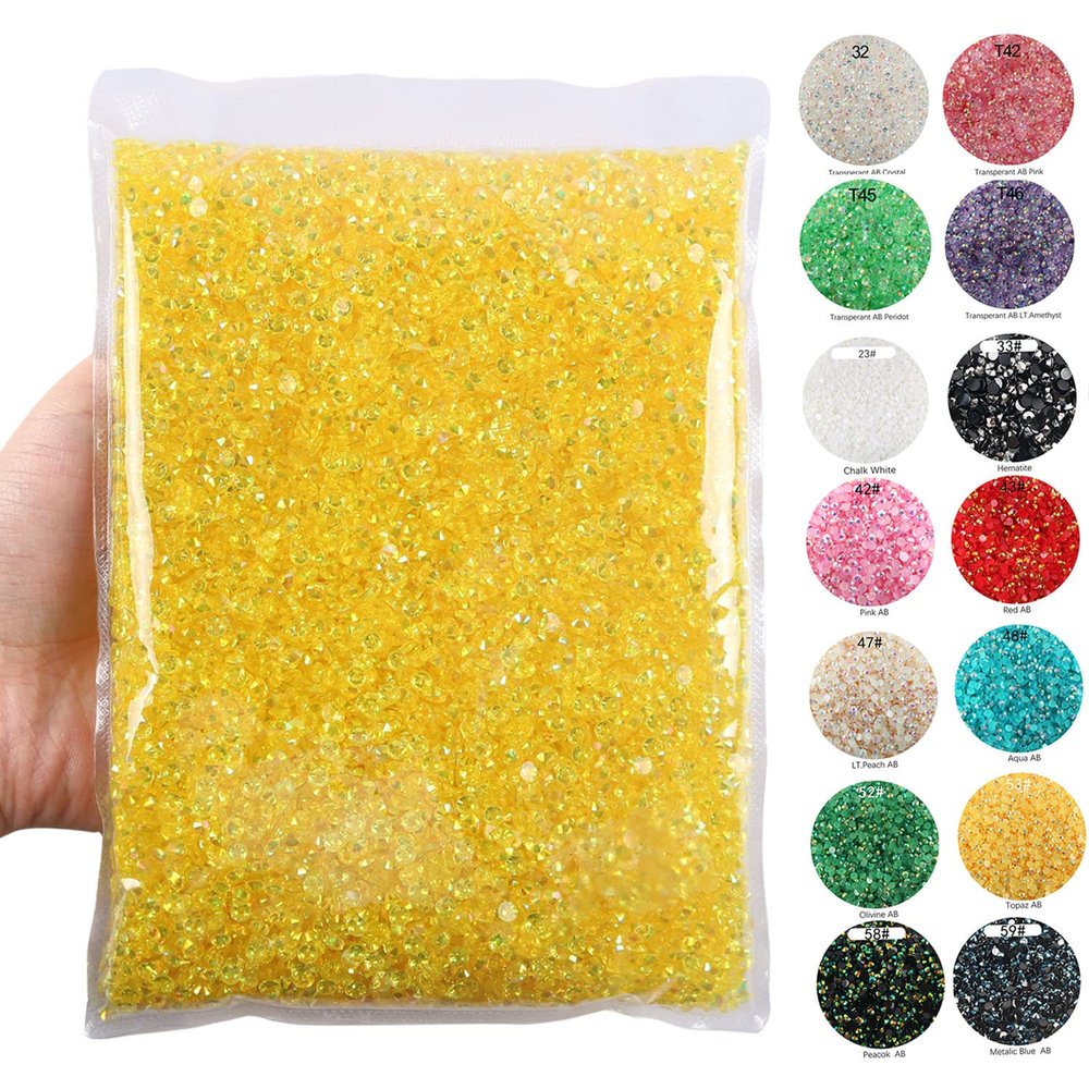 Big Pack 3mm 50000PCS Resin Rhinestone Flatback Round AB Jelly Color Rhinestones for Nail Art, Bottles, Makeup Clothes Shoes Cup DIY Crafts Supplies