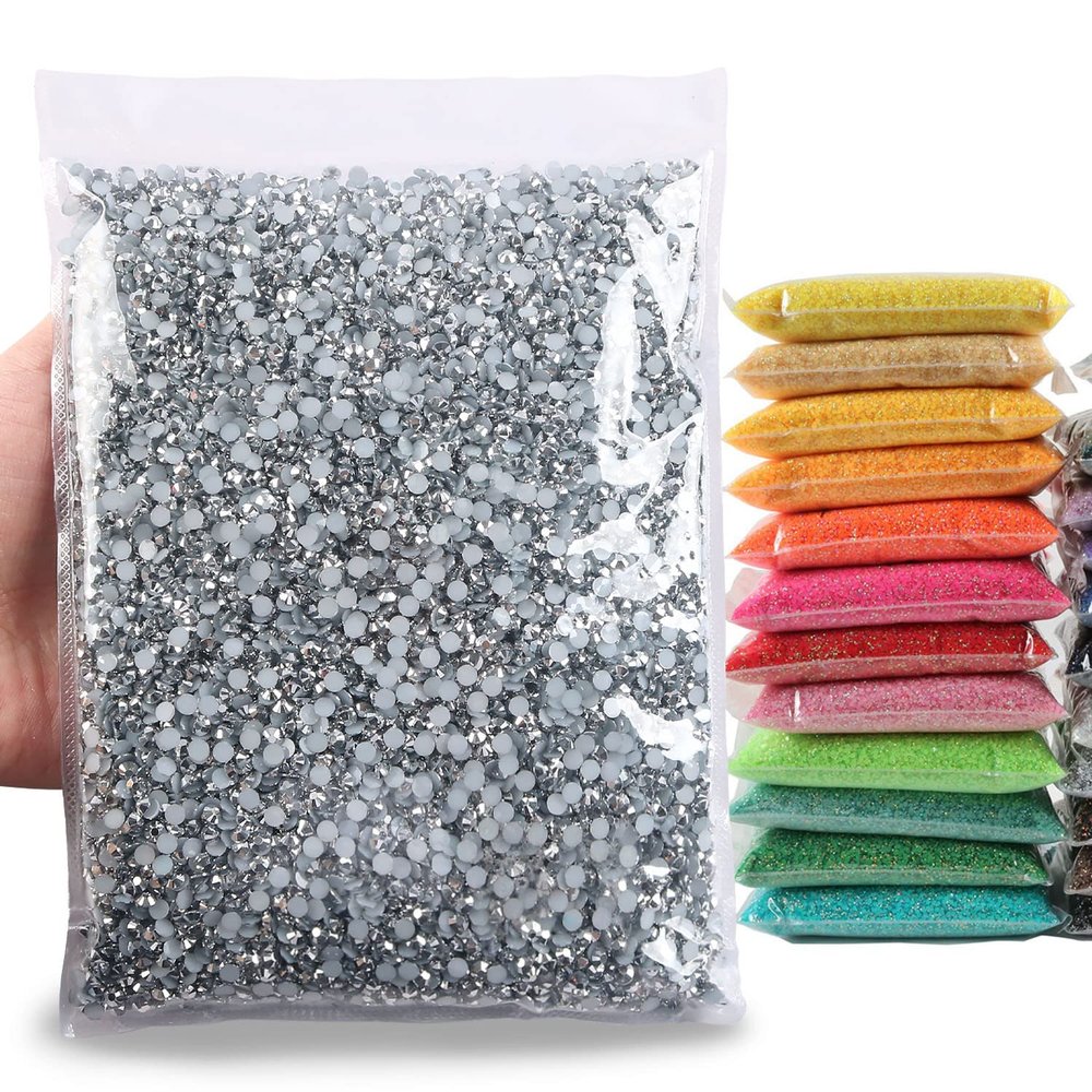 Big Pack 4mm 25000PCS Resin Rhinestone Flatback Round AB Jelly Color Rhinestones for Nail Art, Bottles, Makeup Clothes Shoes Cup DIY Crafts Supplies