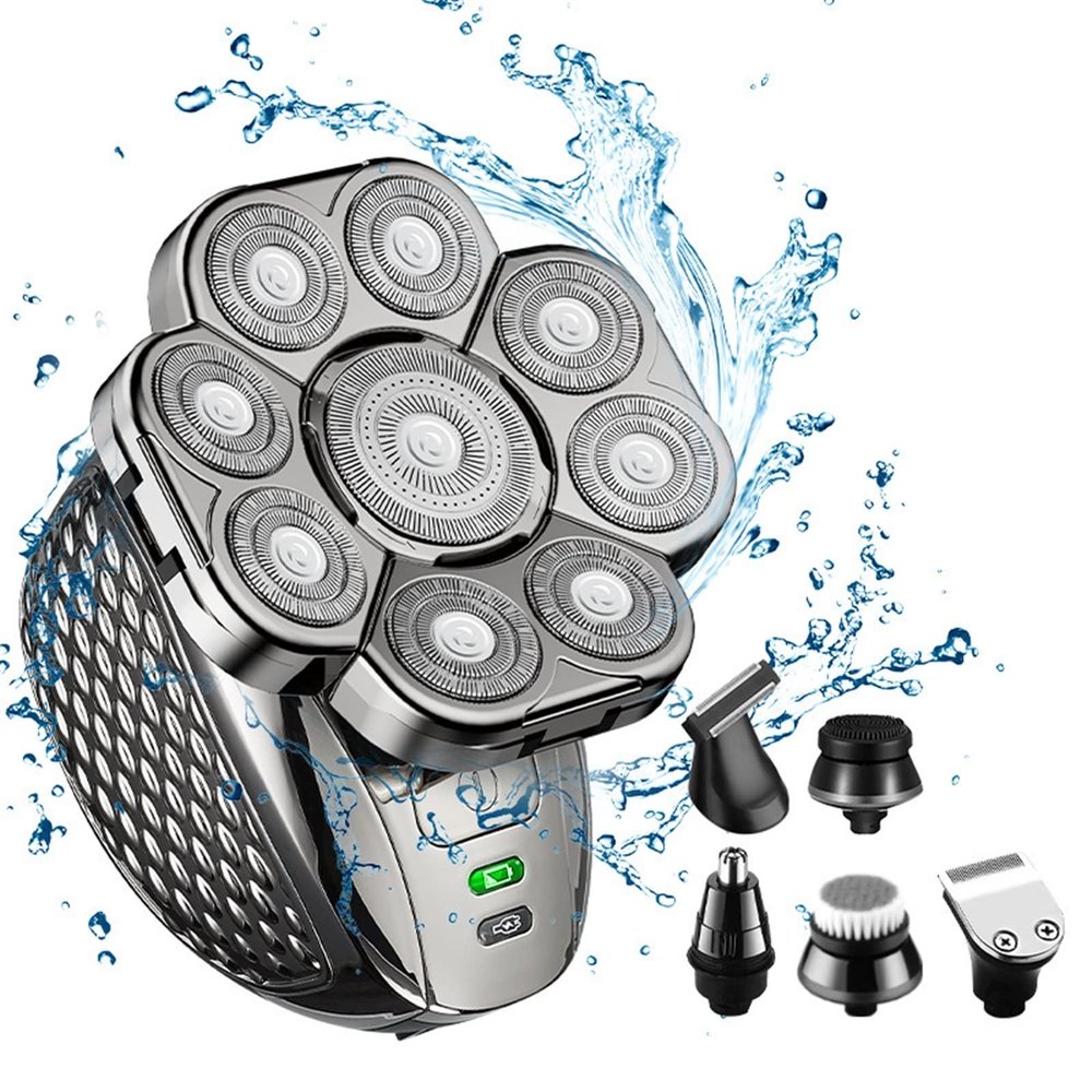FASTDEER Head Shavers for Bald Men, Grooming kit 6in1 Head Electric Shaver for Men Beard Hair Trimmer Facial Razor Body Bald Shaving Machine Wet Dry Rechargeable (Color : 6 in 1)
