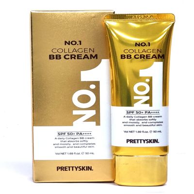 PRETTYSKIN Collagen BB Cream with Zinc Oxide & Titanium Dioxide  Lightweight Daily Korean BB Cream for Moisture Balance, Natural Coverage & Skin Comfort (1.69 fl.oz.)