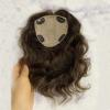 MorningWigs 13 * 15cm Full Silk Based Curly Hair Topper With 10A Grade Human Remy Hair Extension Clips For Women Thinning Hair Help Hair Extension (14 Inches, Chestnut Brown) view 1