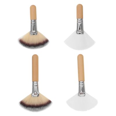 Facial Fan Brushes 4Pcs Soft Bristle Face Highlighting Blush Brush, Face Makeup Brush for Women Fan Brushes Esthetician Cosmetic for Peel Glycolic Makeup for Mud Cream