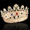 Baroque Royal Crown Men's Metal Prince Hair Crown Full Circle Birthday Party Hair Accessories For Cosplay Prom Pageant Quinceanera (Small Size 6.1" Diameter, Gold With Green Stone) view 2