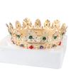 Baroque Royal Crown Men's Metal Prince Hair Crown Full Circle Birthday Party Hair Accessories For Cosplay Prom Pageant Quinceanera (Small Size 6.1" Diameter, Gold With Green Stone) view 4