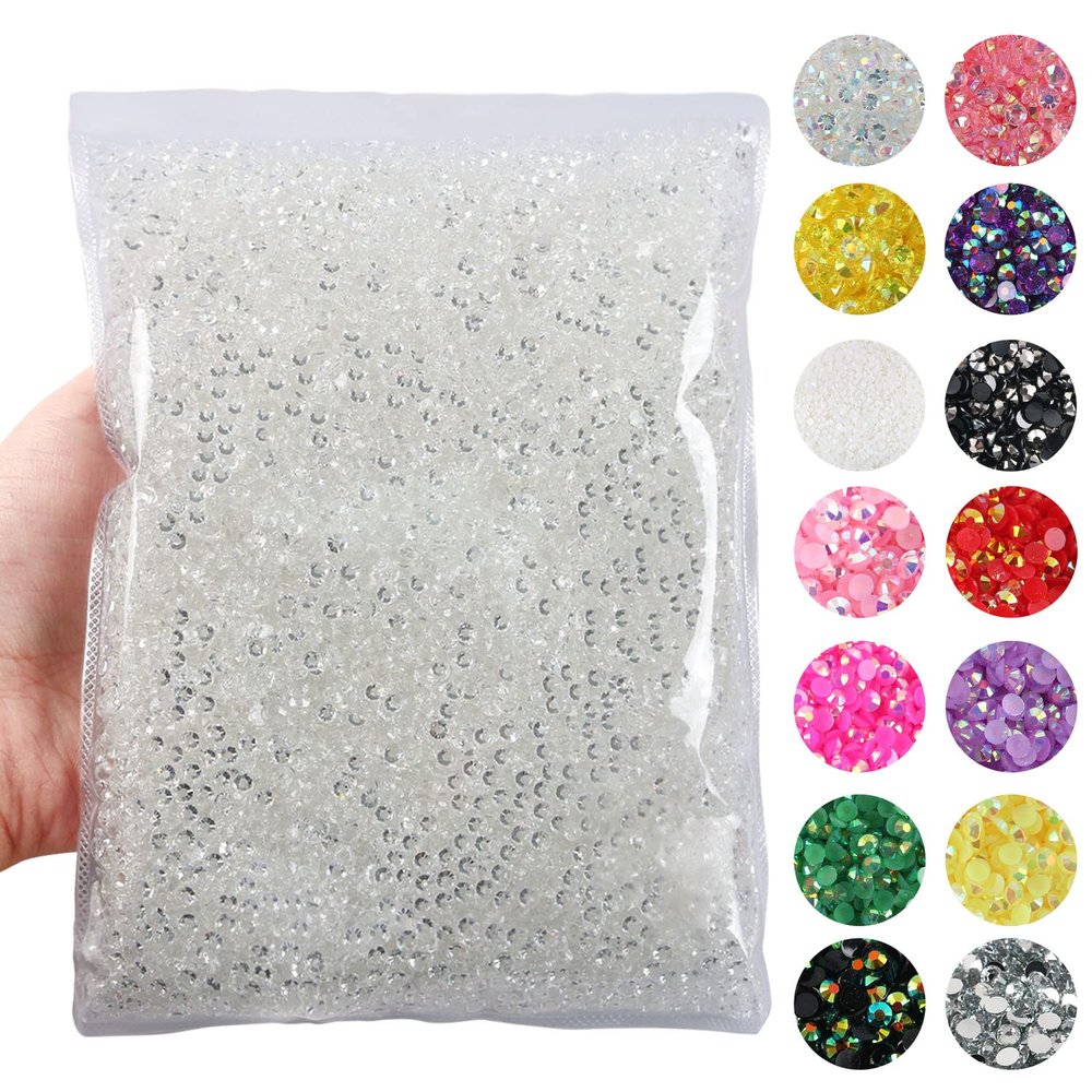 Big Pack 3mm 50000PCS Resin Rhinestone Flatback Round AB Jelly Color Rhinestones for Nail Art, Bottles, Makeup Clothes Shoes Cup DIY Crafts Supplies