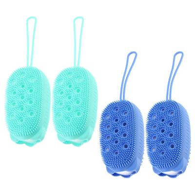 Beavorty 4pcs Silicone Bath Brush Gentle Exfoliating Body Scrubber for Spa-Like Cleansing Dual-Sided Design Ergonomic Grip for Daily Use and Skin Massage