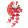 Japanese Hair Clips Kimono Flower HairPin, Women Girls Kimono Hanfu Rabbit Hair Accessories Kanzashi Flower Hair Tie Band Clip Gift (Red) view 2
