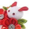 Japanese Hair Clips Kimono Flower HairPin, Women Girls Kimono Hanfu Rabbit Hair Accessories Kanzashi Flower Hair Tie Band Clip Gift (Red) view 4