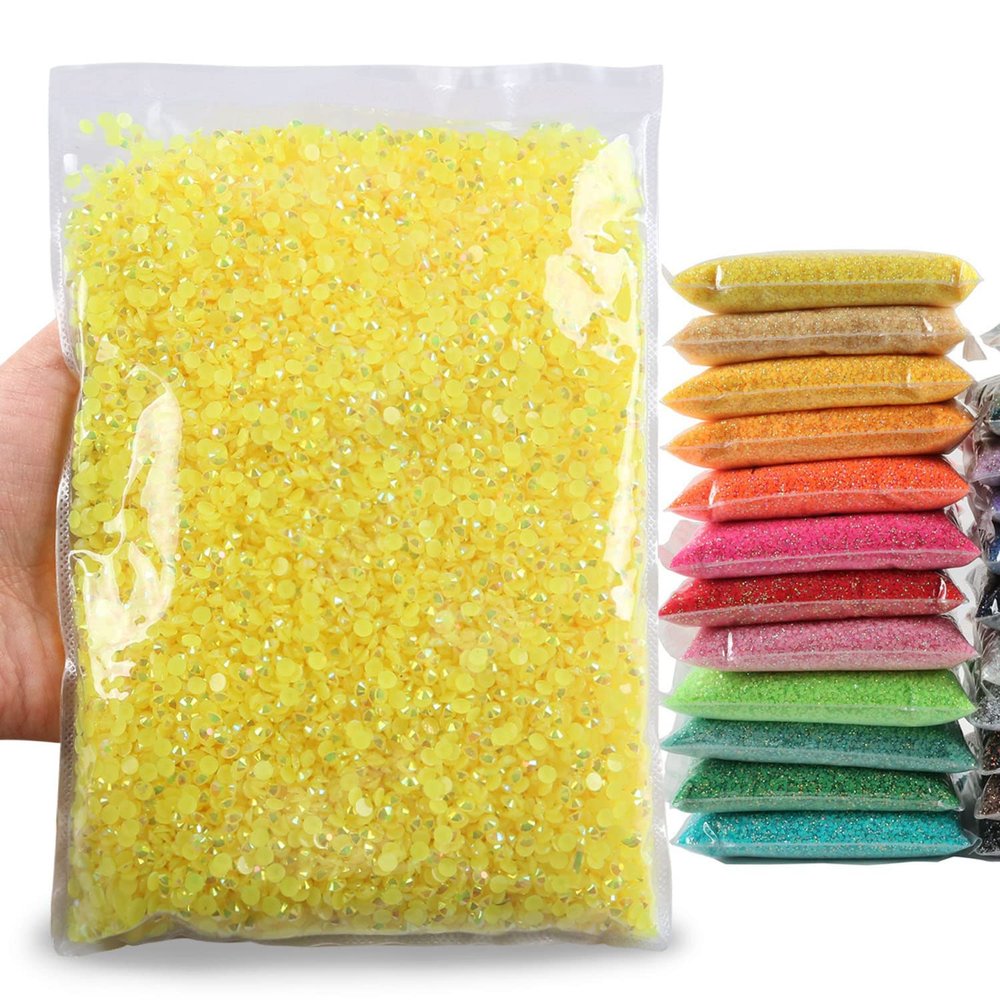 Big Pack 4mm 25000PCS Resin Rhinestone Flatback Round AB Jelly Color Rhinestones for Nail Art, Bottles, Makeup Clothes Shoes Cup DIY Crafts Supplies