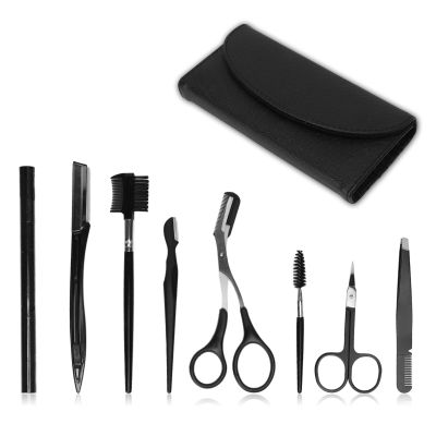 GLOGLOW Eyebrow Kit, 8 in 1 Eyebrow Grooming Kit Dermaplaning Tool for Women Men