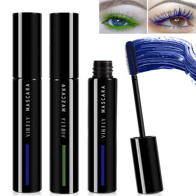 Blue Green Mascara for Eyelashes- 2Pcs Long Lasting Waterproof Cat Eye Makeup Color Mascara, Volumizing Lengthening Charming Curling Eyelashes Party Stage Use,Christmas Makeup for Women Girl