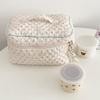 Cessfle Kawaii Cotton Makeup Bag Large Travel Cosmetic Bag Quilted Coquette Makeup Pouch Aesthetic Floral Toiletry Bag view 2