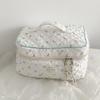 Cessfle Kawaii Cotton Makeup Bag Large Travel Cosmetic Bag Quilted Coquette Makeup Pouch Aesthetic Floral Toiletry Bag view 3