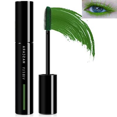 Green Mascara Waterproof for Eyelashes,Longlasting Curling Dark Green Liquid Mascara Volume and Length,Cosplay Party Stage Colored rimel de pestaas, Christmas Eye Makeup Gift for Women Girl