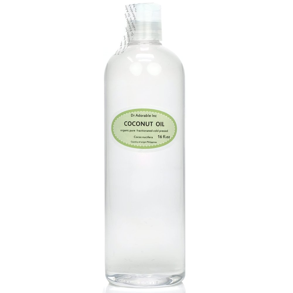 Dr Adorable - 16 oz - Fractionated Coconut Oil - 100% Pure Natural Organic Moisturizing For Face Skin & Hair