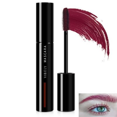 Burgundy Mascara Waterproof for Eyelashes,Longlasting Curling Dark Red Liquid Mascara Volume and Length,Cosplay Party Stage Colored rimel de pestaas, Christmas Eye Makeup Gift for Women Girl