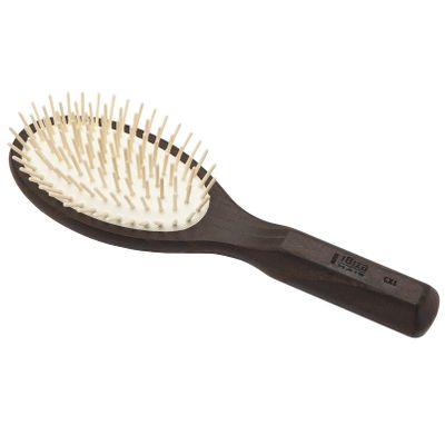 Ibiza Hair Oval Detangling Brush with Natural Wooden Pins (CX1) | Stimulates Scalp & Reduces Drying Time | Carbonized Wood for Durability & Lightweight | Hypoallergenic