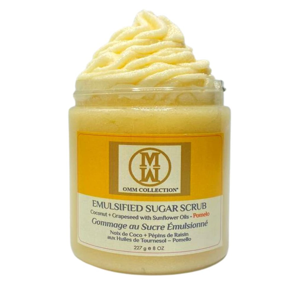 OMM Collection Natural Sugar Scrub  Exfoliating Body, Leg, Hand & Foot Scrub  Ultra Hydrating & Moisturizing - To Fight Stretch Marks, Fine Lines, Wrinkles - (Pomelo)