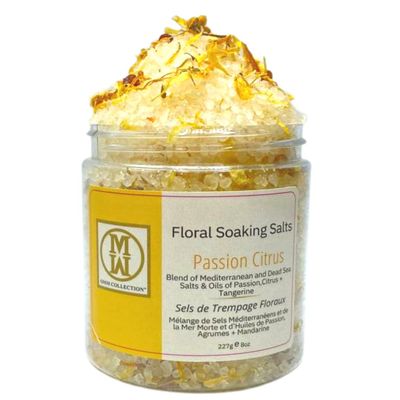Natural Floral Soaking Bath Salt - Detox Body & Foot Soak - Pink Himalayan & Dead Sea Salt Flakes - Relaxing Bath Soak (Passion Citrus)