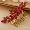 Chargances Wedding Brides Crystal Hair Comb Bridesmaid Red Rhinestone Flower Hair Side Comb Fahsion Handmade Hair Accessories for Women Girls Porm Head Pieces (Bright Red) view 1