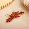 Chargances Wedding Brides Crystal Hair Comb Bridesmaid Red Rhinestone Flower Hair Side Comb Fahsion Handmade Hair Accessories for Women Girls Porm Head Pieces (Bright Red) view 3