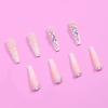 Artquee 2 Sets of Z04 Z08 48pcs French Tip Press on Nails Long Glossy Coffin Fake Nails Nude White Ombre Art with Rhinestones Luxury Design False nails Acrylic Stick on False Nails Tips for Women view 4