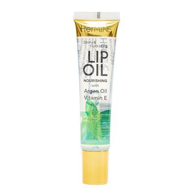 HerMINE Nourishing Lip Oil with Argan Oil & Vitamin E Clear Long Lasting Hydrating Lip Moisturizing Gel 15g / 0.52oz (Peppermint)