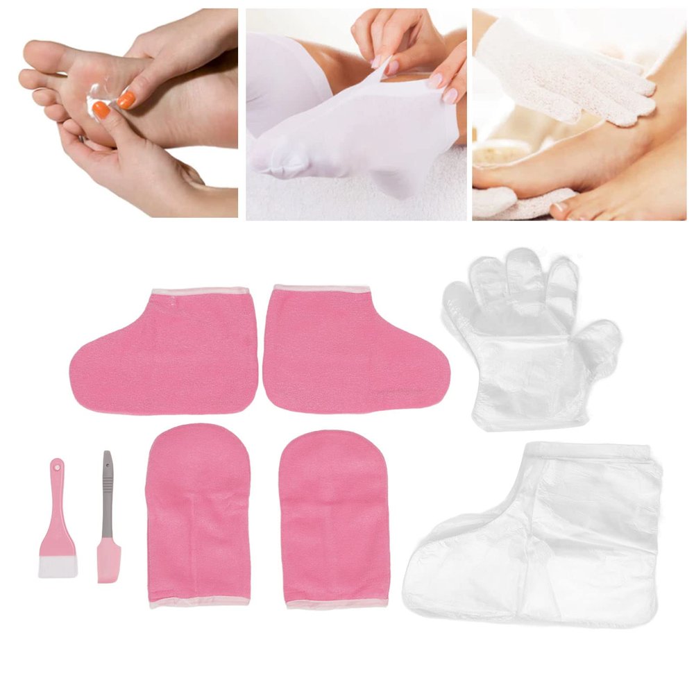 Flannel Thermal Paraffin Wax Hand Foot Gloves and Mittens - Hot Wax SPA Treatment Set with Foot Liners and Socks for Hand and Foot Care (179 Characters)