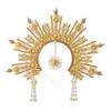 BLESSUME Goddess Gold Spike Halo Crown Headpiece NYLON ZIP TIE Wedding Bride Hair Band Tiara view 1