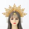 BLESSUME Goddess Gold Spike Halo Crown Headpiece NYLON ZIP TIE Wedding Bride Hair Band Tiara view 2