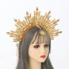 BLESSUME Goddess Gold Spike Halo Crown Headpiece NYLON ZIP TIE Wedding Bride Hair Band Tiara view 3