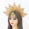 BLESSUME Goddess Gold Spike Halo Crown Headpiece NYLON ZIP TIE Wedding Bride Hair Band Tiara view 4