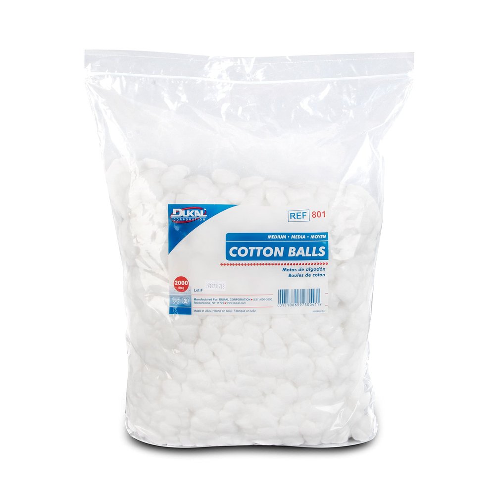 Dukal 801 Cotton Balls Medium, Non-Sterile, Pack of 2000