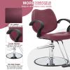Barber Chair, Height Adjustable Heavy Duty Hydraulic Salon Chair with 360 Degrees Rolling Swivel, PU Leather Beauty Style Hair Chair for Men and Women Hair Stylists, Hair Salon Chair view 3