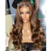 13x4 Lace Frontal Human Hair Wigs HD Transparent Body Wave Brown Color Wig Pre Plucked Natural Hairline Bleached Knots Brazilian Remy Hair With Baby Hair for Black Women 150% Density 24 Inch view 4