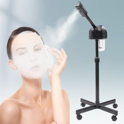 Facial Steamer for Esthetician Deep Cleaning Face Steamer for Facial with Hot Mist, Rolling Wheels & 360 Rotatable Nozzle Beauty Salon Spa Skin Care Tools, Height Adjustable (black)